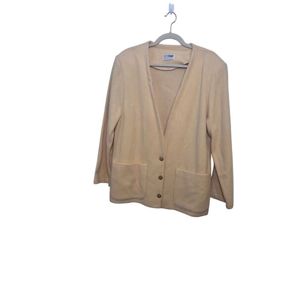 Vintage Russ Pale Butter Yellow Cardigan Sweater Grandpa Grandma Modest XL - Picture 3 of 6